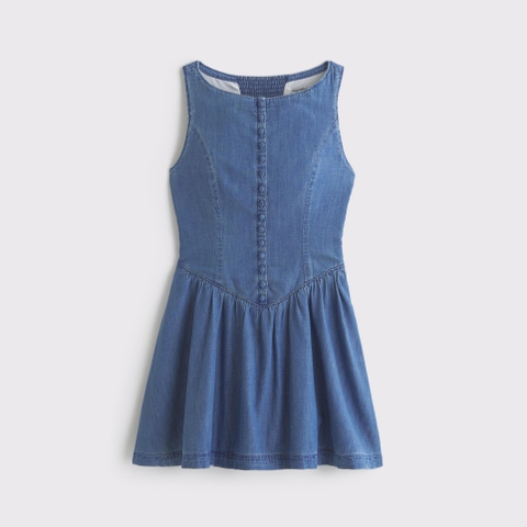 Женские платья Abercrombie & Fitch Denim High-Neck Button-Through Mini Dress