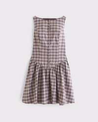 High-Neck Button-Through Mini Dress