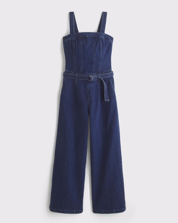 Belted Denim Trouser Jumpsuit from Abercrombie & Fitch - $130