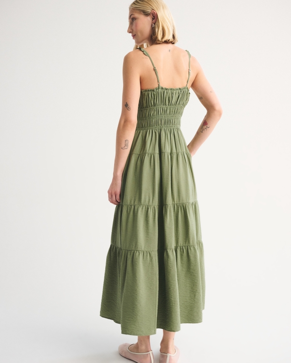 Bra-Free Button-Through Smocked Midi Dress