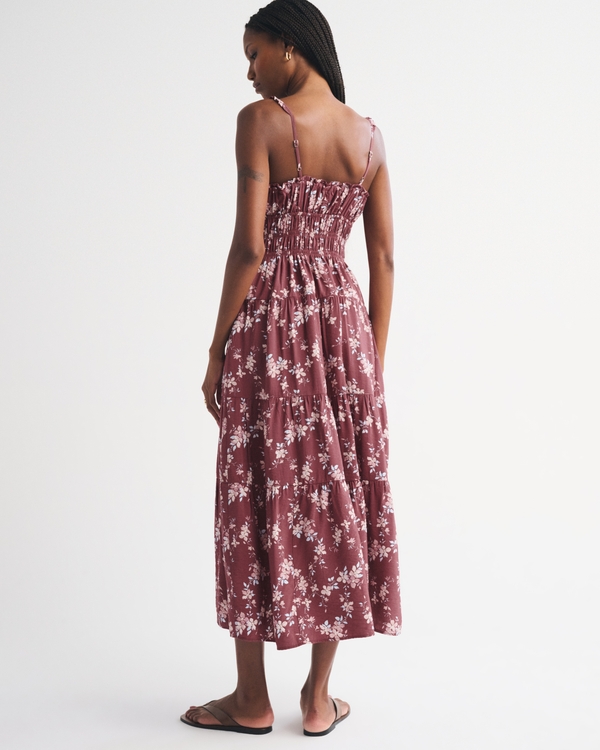 Bra-Free Button-Through Smocked Midi Dress