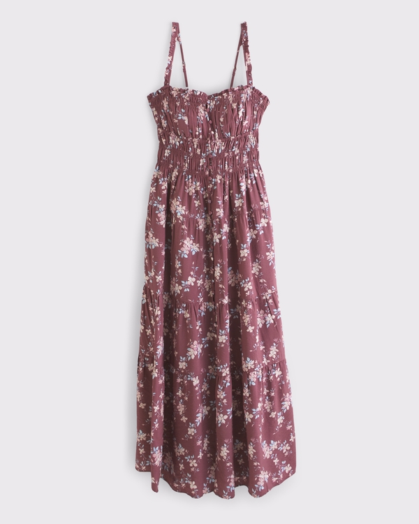 Bra-Free Button-Through Smocked Midi Dress