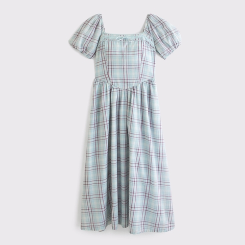 Женские платья Abercrombie & Fitch A&F Emerson Puff Sleeve Dipped-Waist Midi Dress