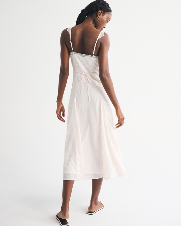 Bra-Free Lace-Trim Button-Through Midi Dress