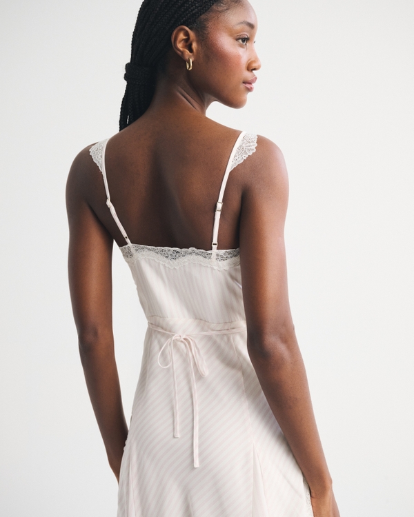 Bra-Free Lace-Trim Button-Through Midi Dress