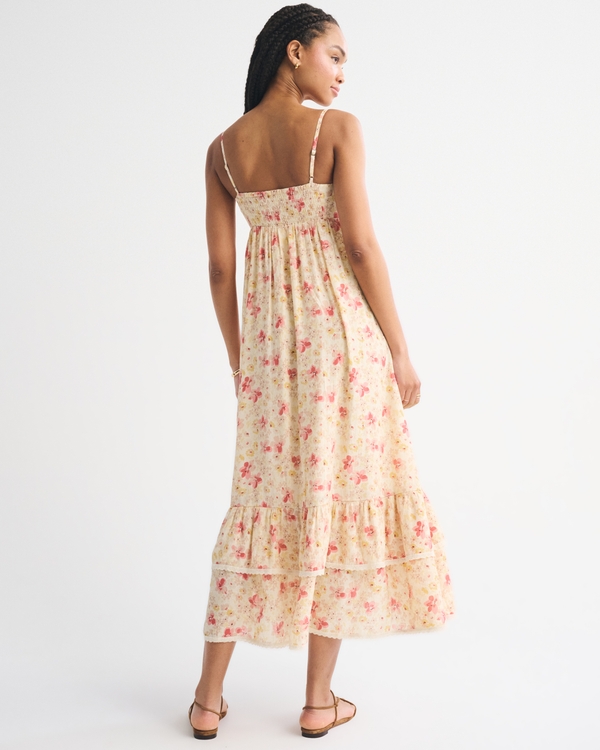 Bra-Free Sweetheart Ruched Flowy Maxi Dress