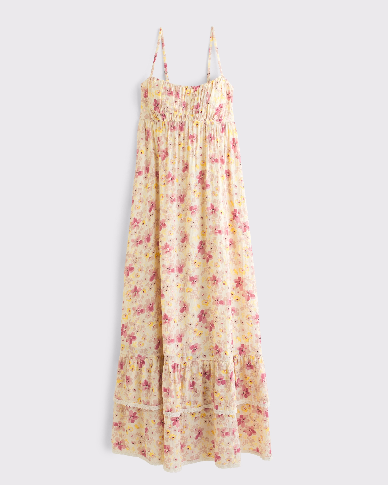 Bra-Free Sweetheart Ruched Flowy Maxi Dress