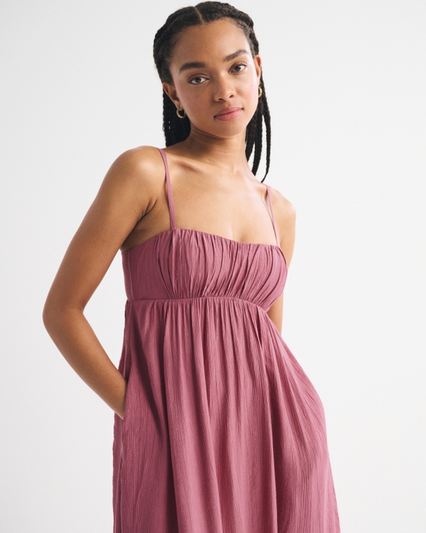 Bra-Free Sweetheart Ruched Flowy Maxi Dress