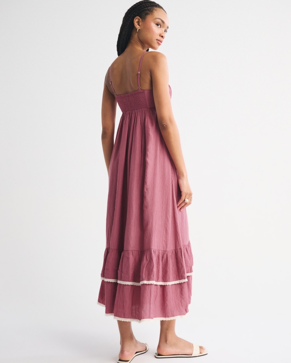 Bra-Free Sweetheart Ruched Flowy Maxi Dress