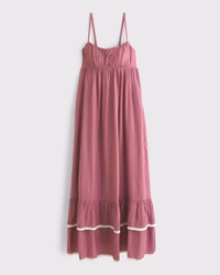 Bra-Free Sweetheart Ruched Flowy Maxi Dress