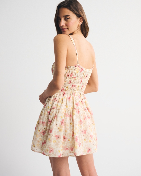 Bra-Free Button-Through Smocked Mini Dress