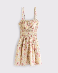 Bra-Free Button-Through Smocked Mini Dress