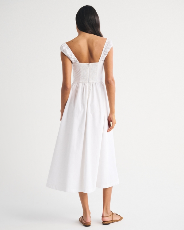 Bra-Free Cap Sleeve Dipped-Waist Midi Dress