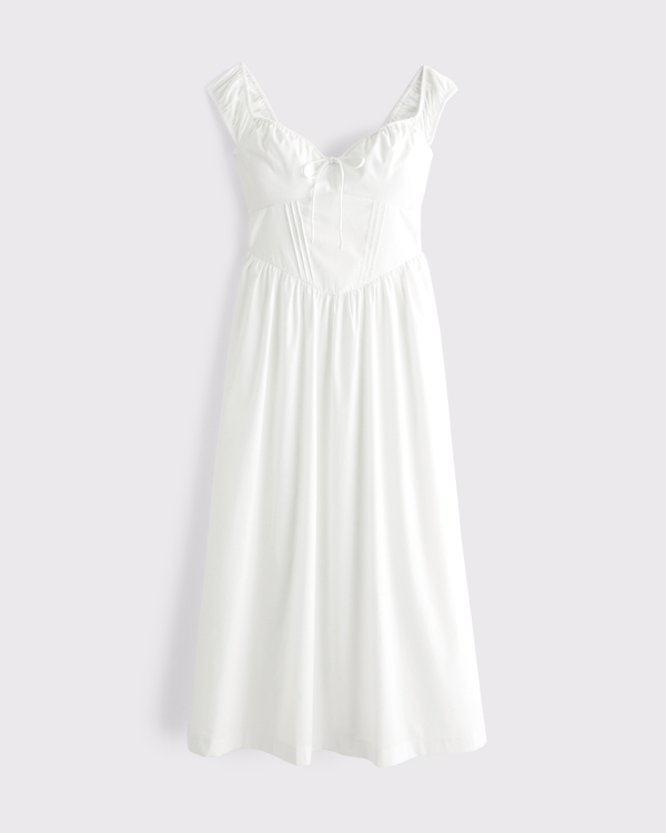 Bra-Free Cap Sleeve Dipped-Waist Midi Dress
