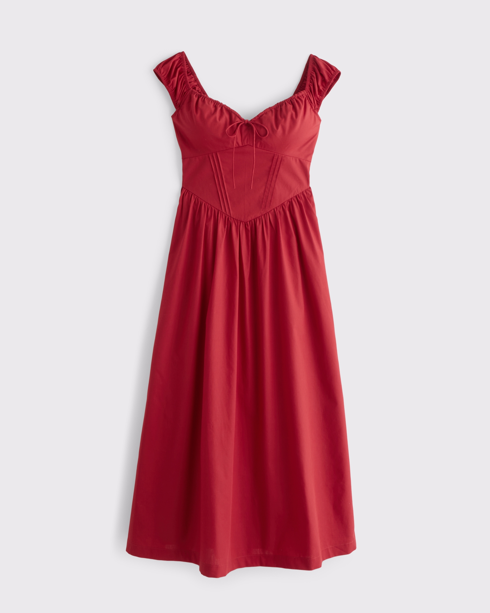 Bra-Free Cap Sleeve Dipped-Waist Midi Dress