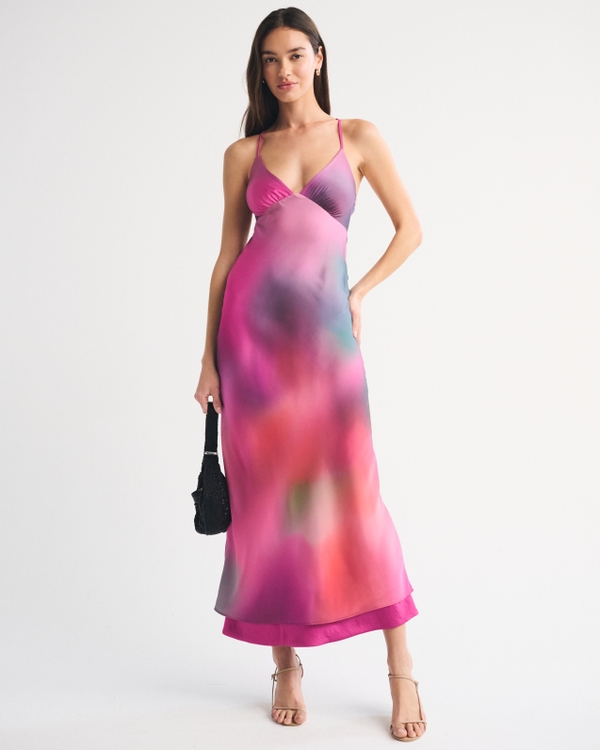 A&F Julia Reversible Slip Maxi Dress, Dark Pink view 2