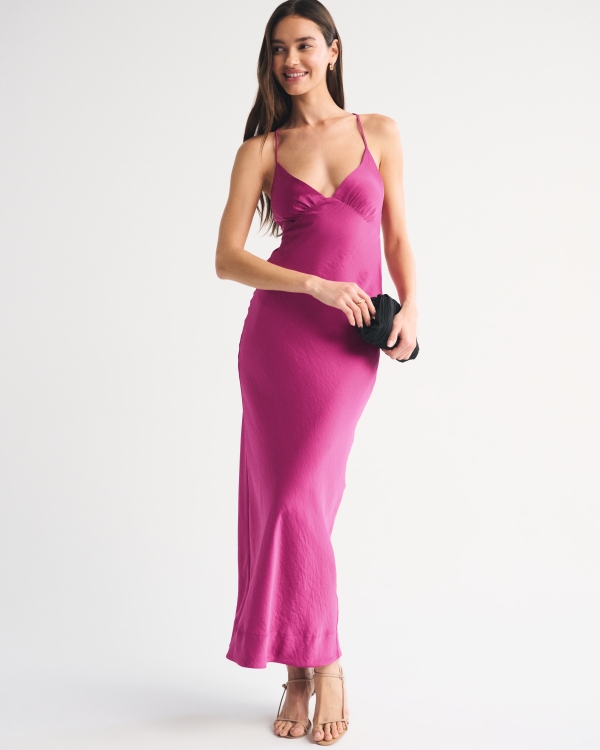 A&F Julia Reversible Slip Maxi Dress, Dark Pink view 1
