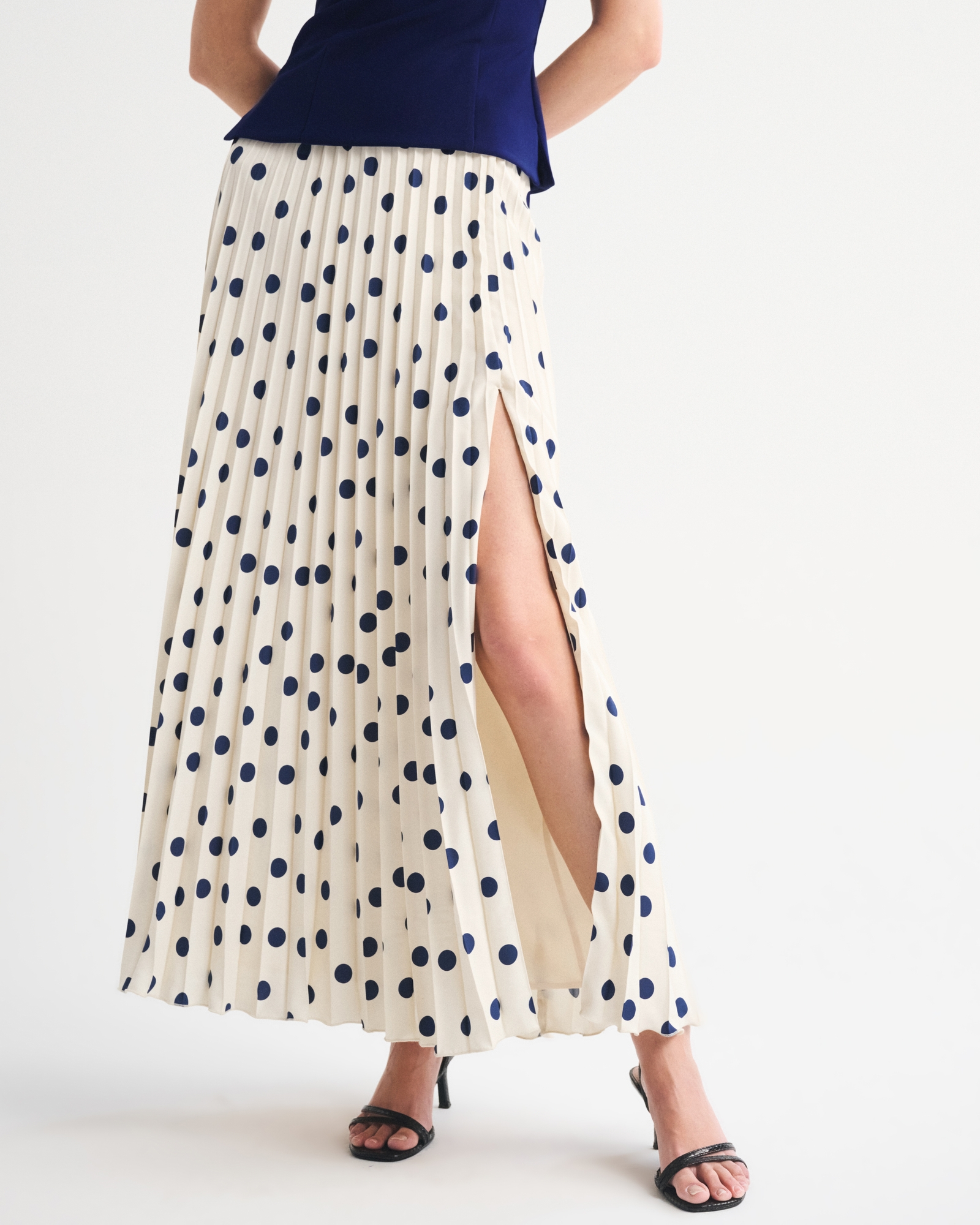 High Rise Pleated Maxi Set Skirt