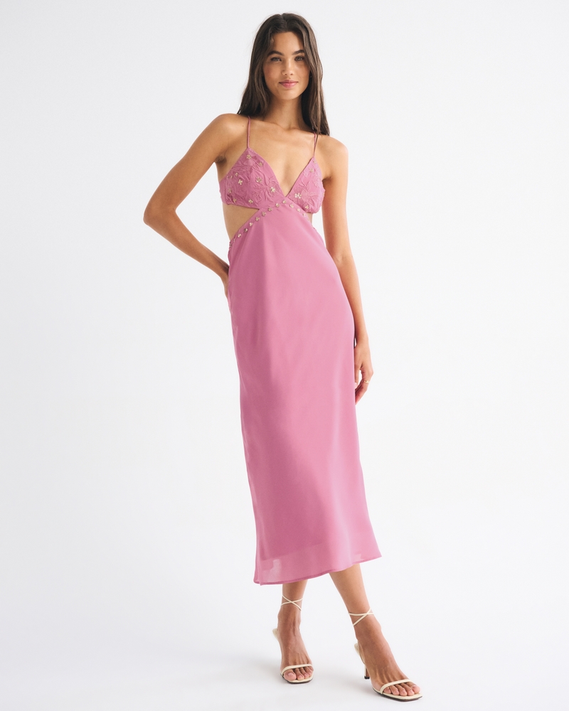 V-Neck Slip Midi Dress