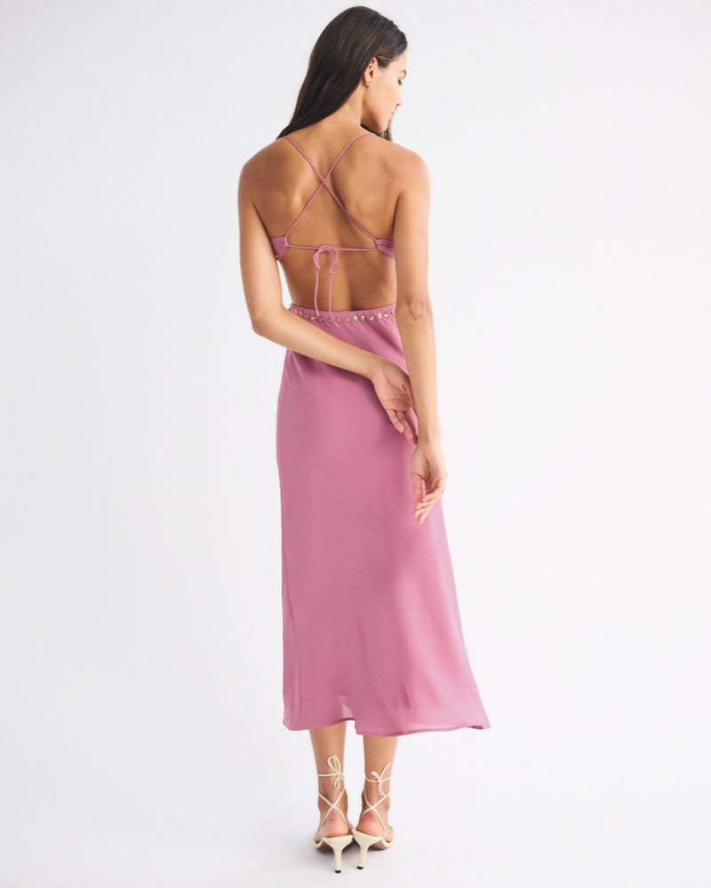 Beaded Cutout Slip Midi Dress