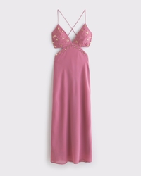 Beaded Cutout Slip Midi Dress