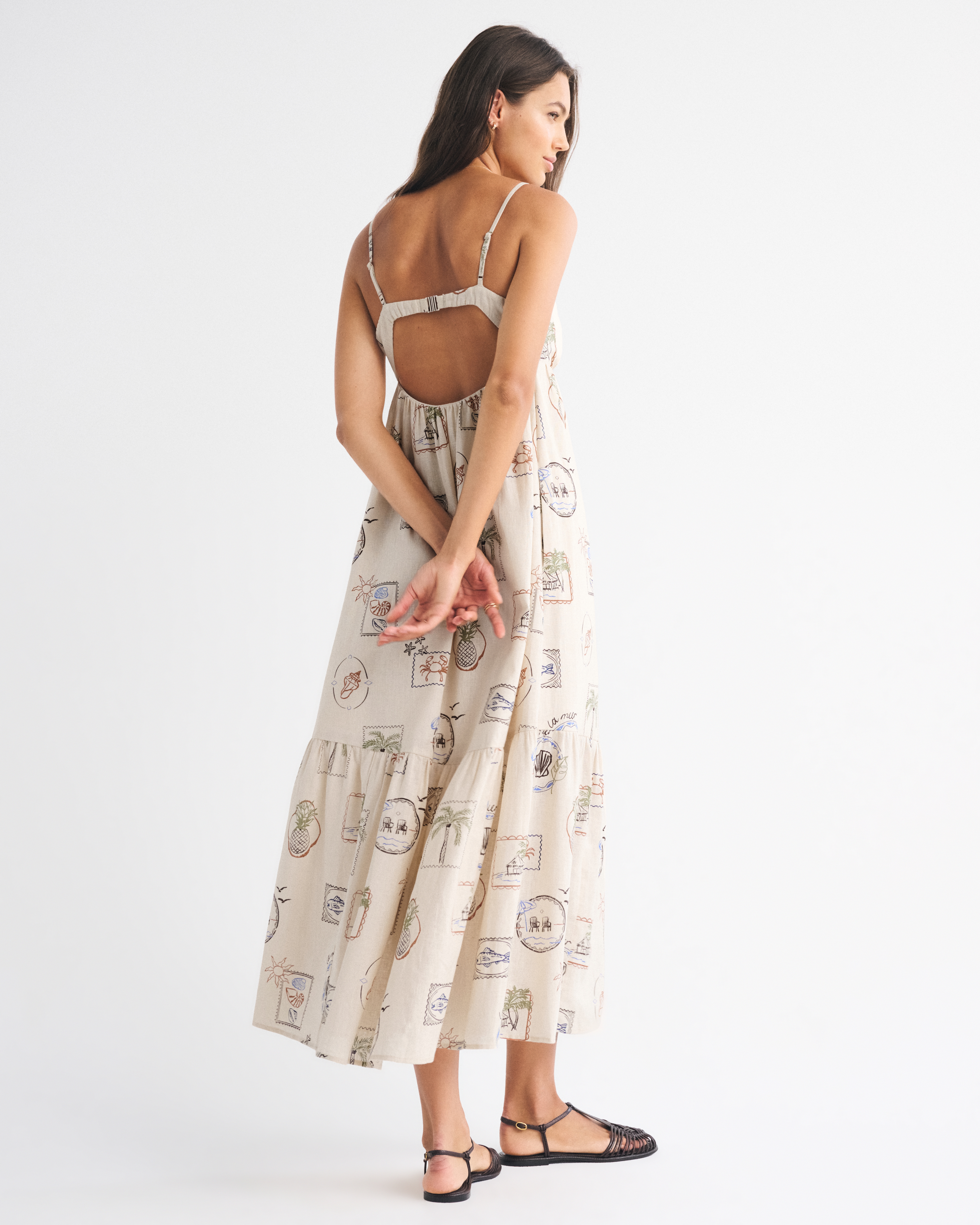 Abercrombie & Fitch Bra-free Clasp-back Flowy Maxi Dress