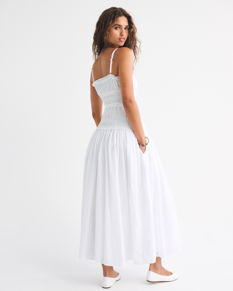 Smocked Drop-Waist Maxi Dress
