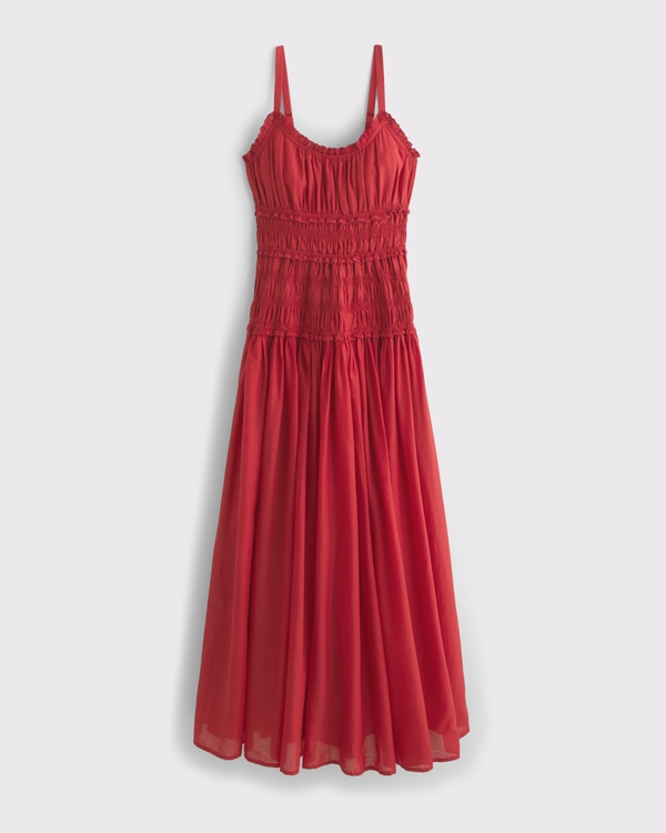 Smocked Drop-Waist Maxi Dress
