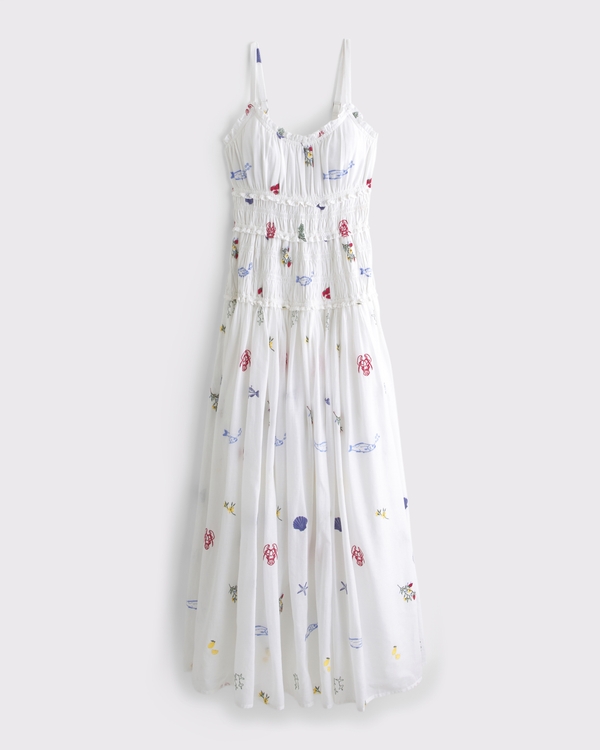 Smocked Drop-Waist Maxi Dress