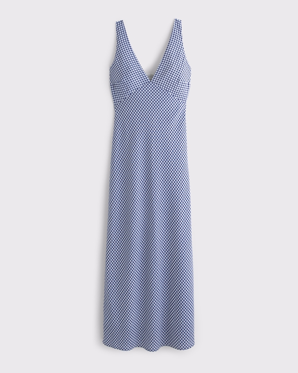 Midikleid mit V-Ausschnitt zum Hineinschlüpfen, Blue Kariert view 1