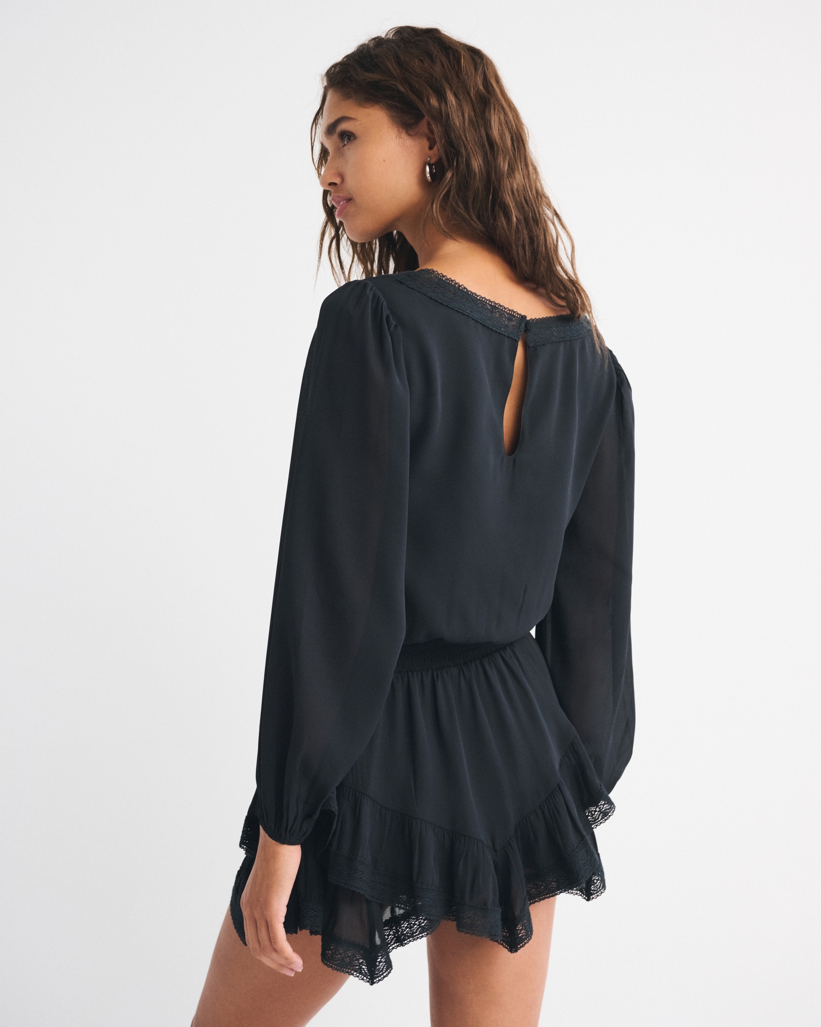 Long-Sleeve Ruffle Easy Waist Skort