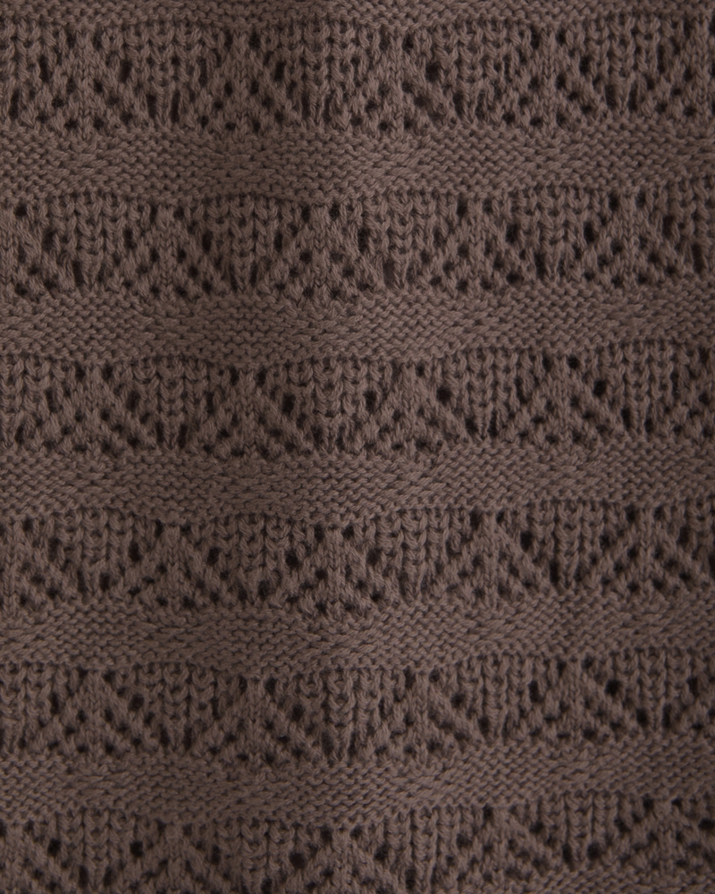 Long-Sleeve Tie-Back Crochet-Style Mini Dress
