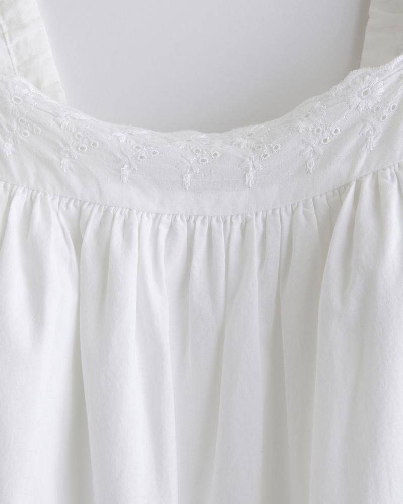 Puff Sleeve Lace-Trim Mini Dress