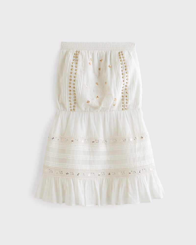 Strapless Easy Waist Embellished Mini Dress