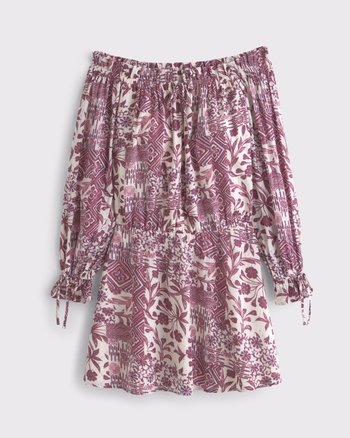 Long-Sleeve Off-The-Shoulder Mini Dress