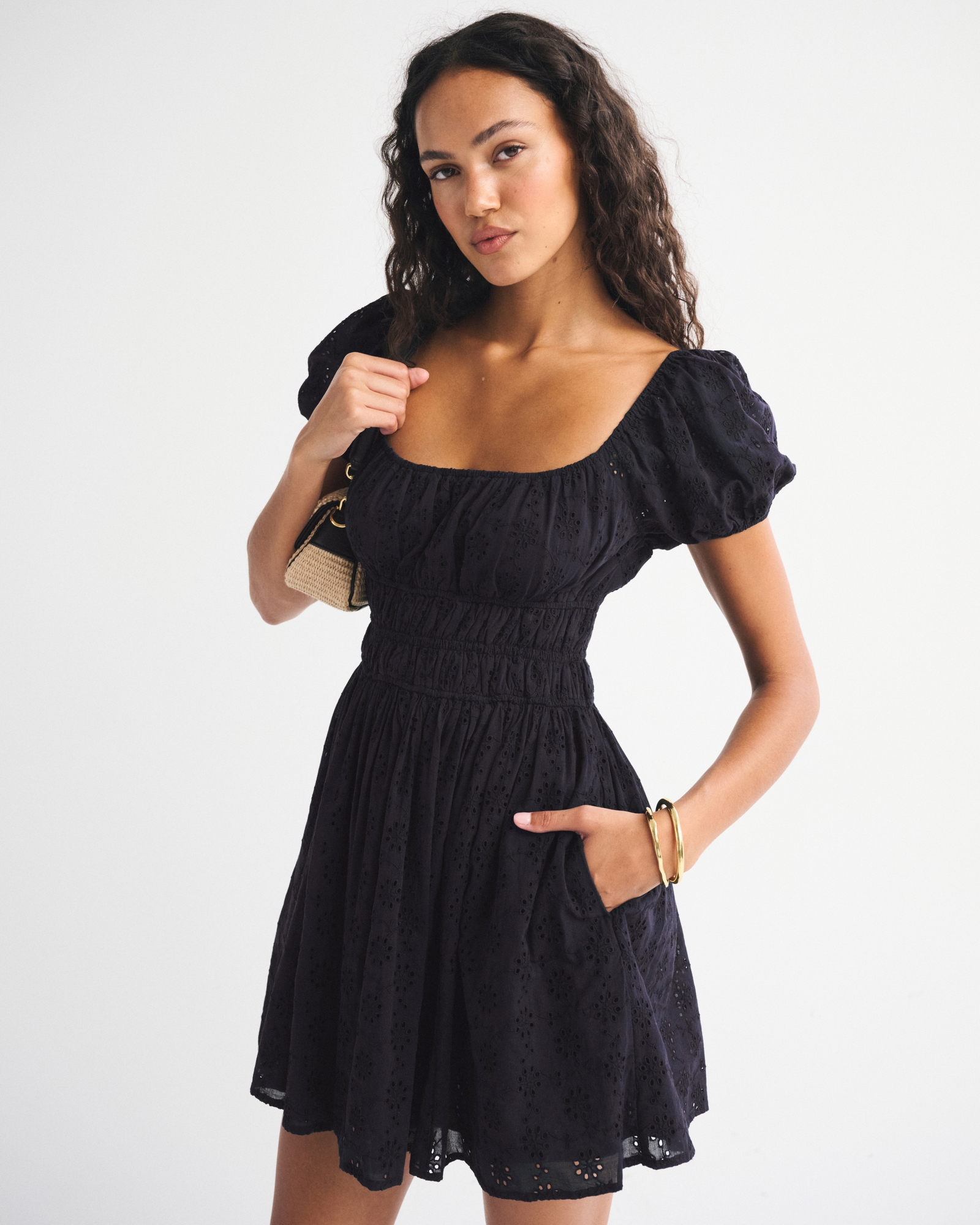 Puff Sleeve Smocked Mini Dress