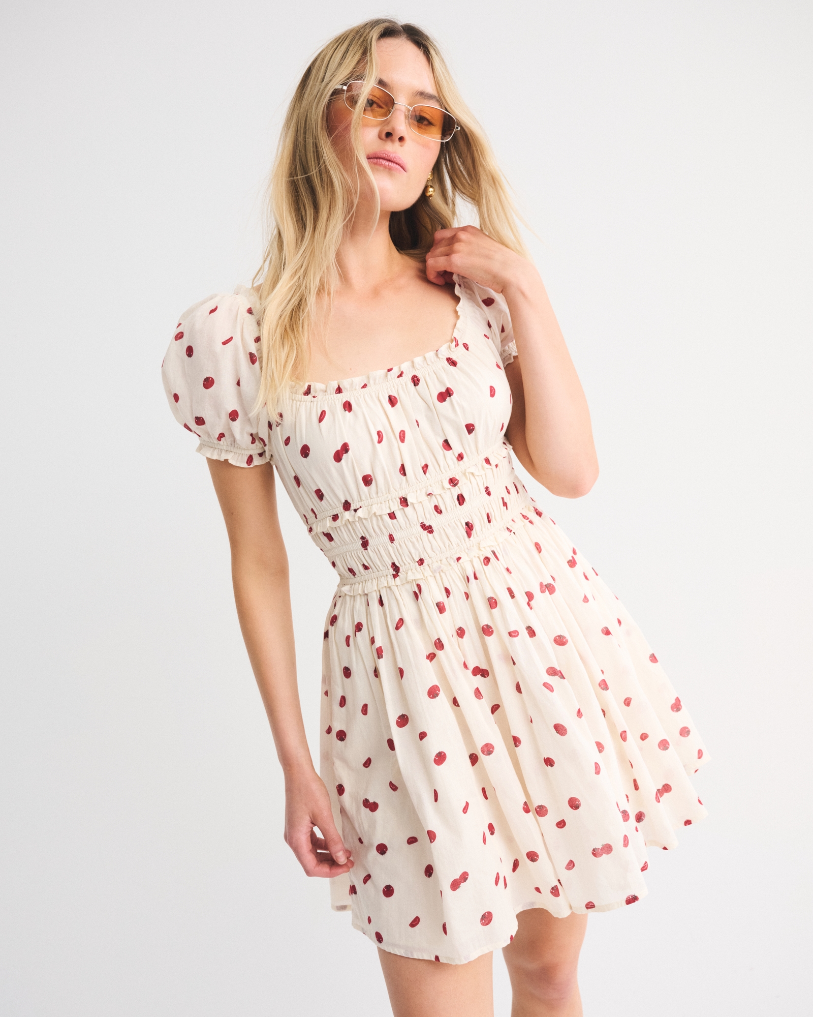 Puff Sleeve Smocked Mini Dress