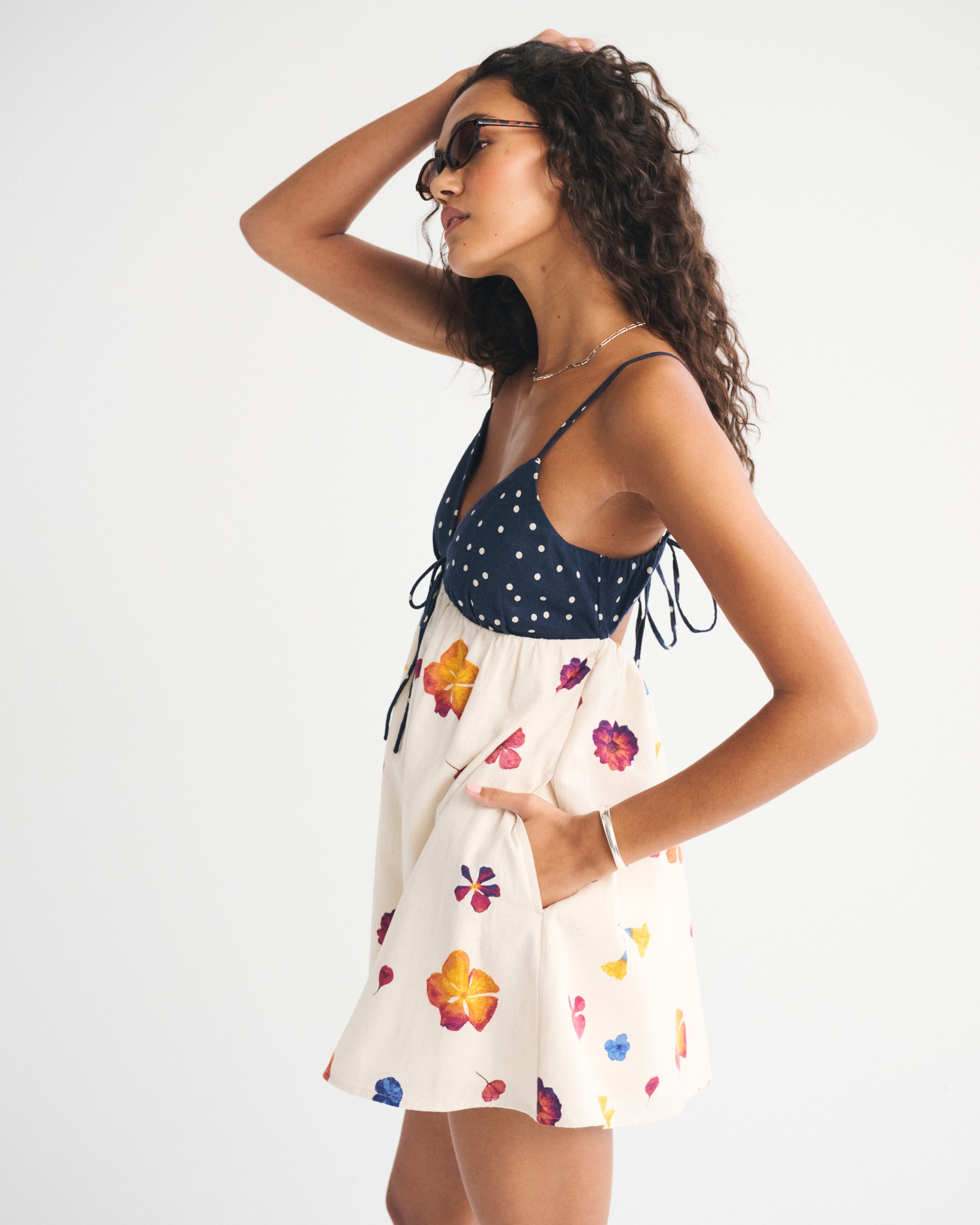 Bra-Free Tie-Front Lace-Pieced Skort