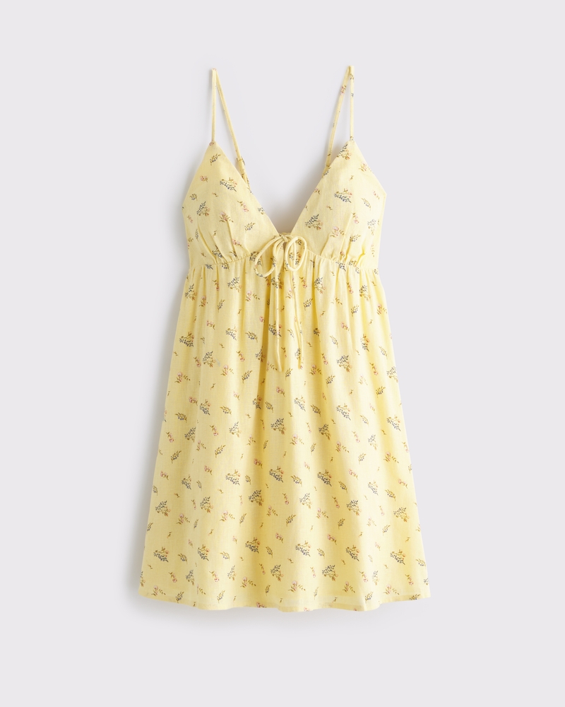 Bra-Free Tie-Front Linen-Blend Skort