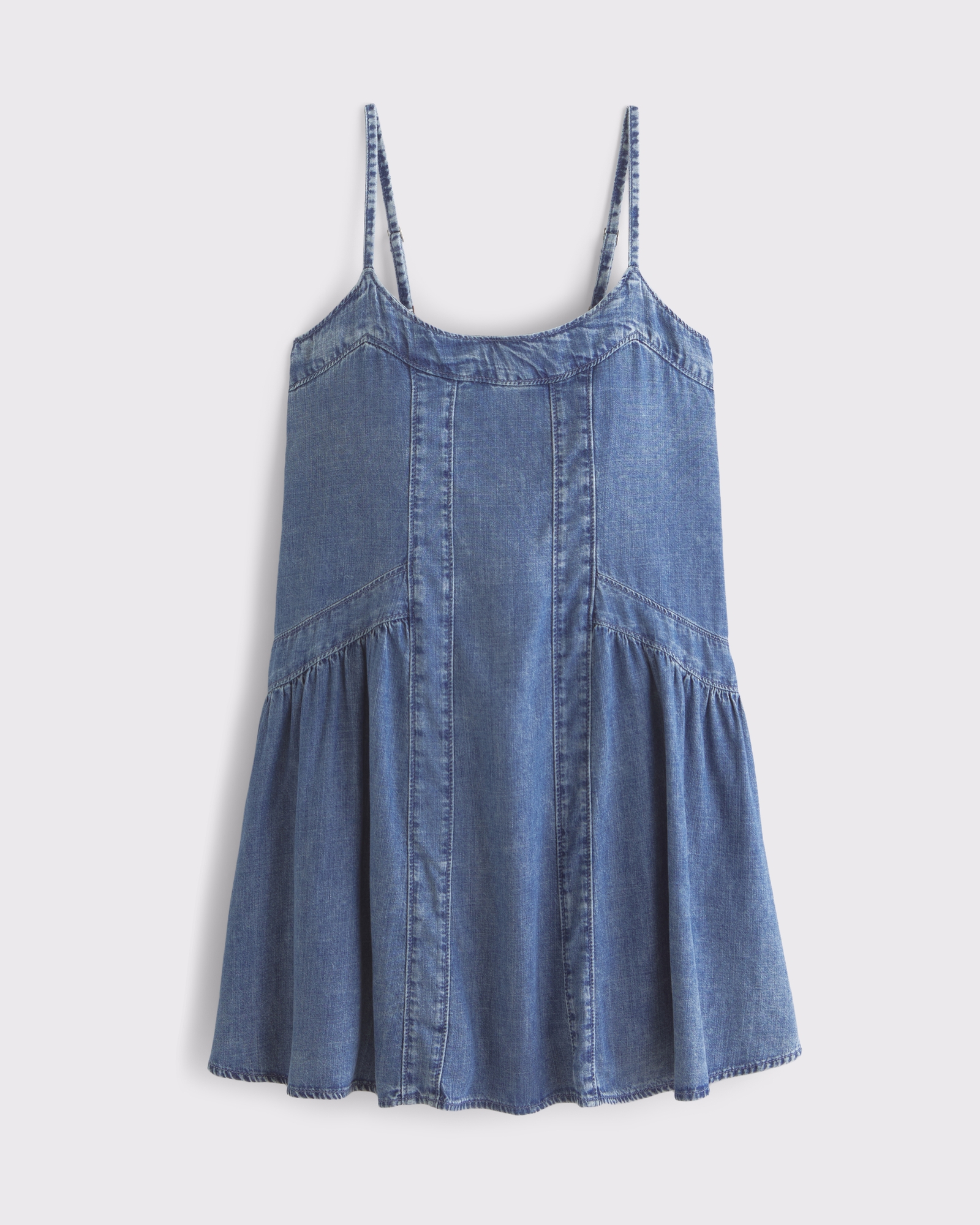 Scoopneck Flowy Denim Mini Dress