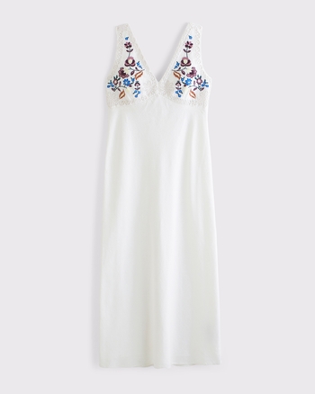 V-Neck Embroidered Maxi Dress