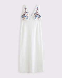 V-Neck Embroidered Maxi Dress
