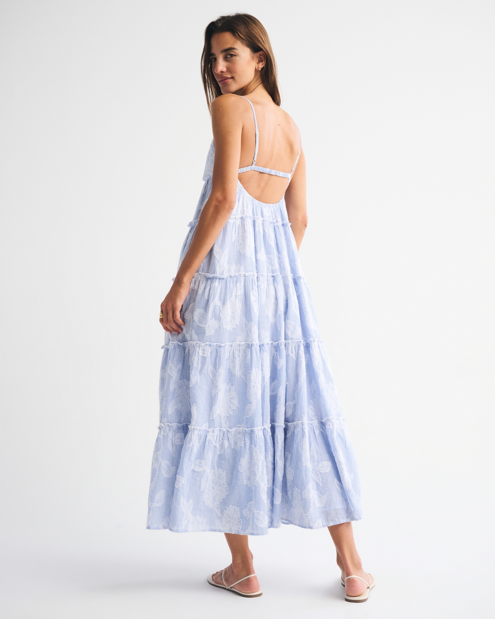 Tiered Ruffle V-Neck Maxi Dress