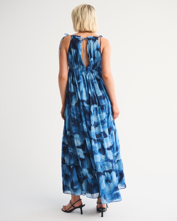 Women's A&F Convertible Flowy Maxi Dress in Blue Floral | Size S TALL | Abercrombie & Fitch