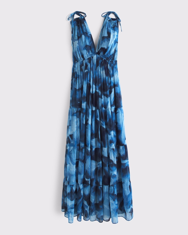 Women's A&F Convertible Flowy Maxi Dress in Blue Floral | Size XS | Abercrombie & Fitch