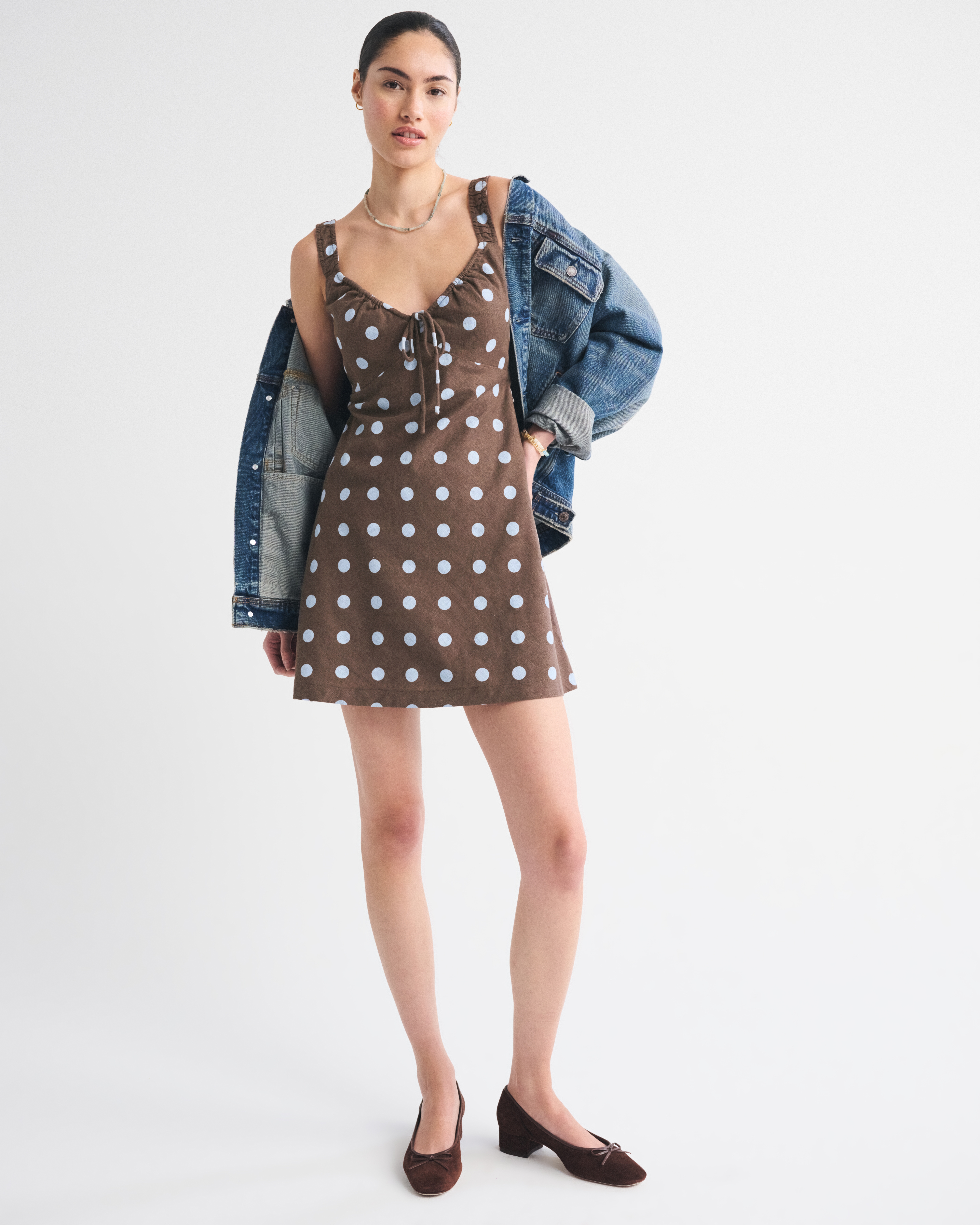 Abercrombie & Fitch Bra-free Tie-front Linen-blend Mini Dress