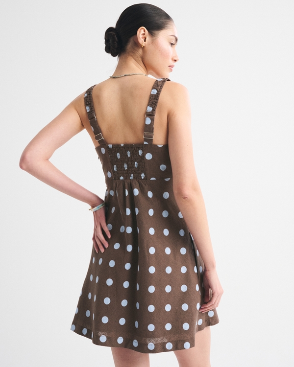Bra-Free Tie-Front Linen-Blend Mini Dress