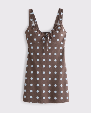 Bra-Free Tie-Front Linen-Blend Mini Dress