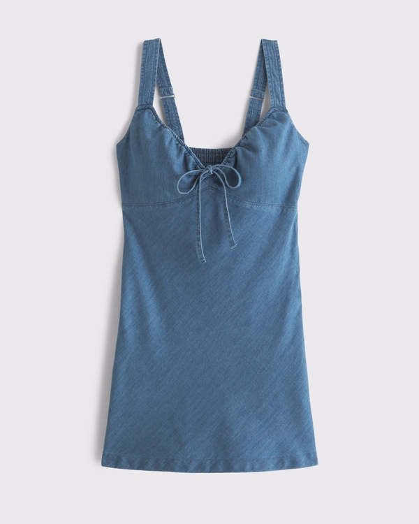 Bra-Free Tie-Front Denim Mini Dress
