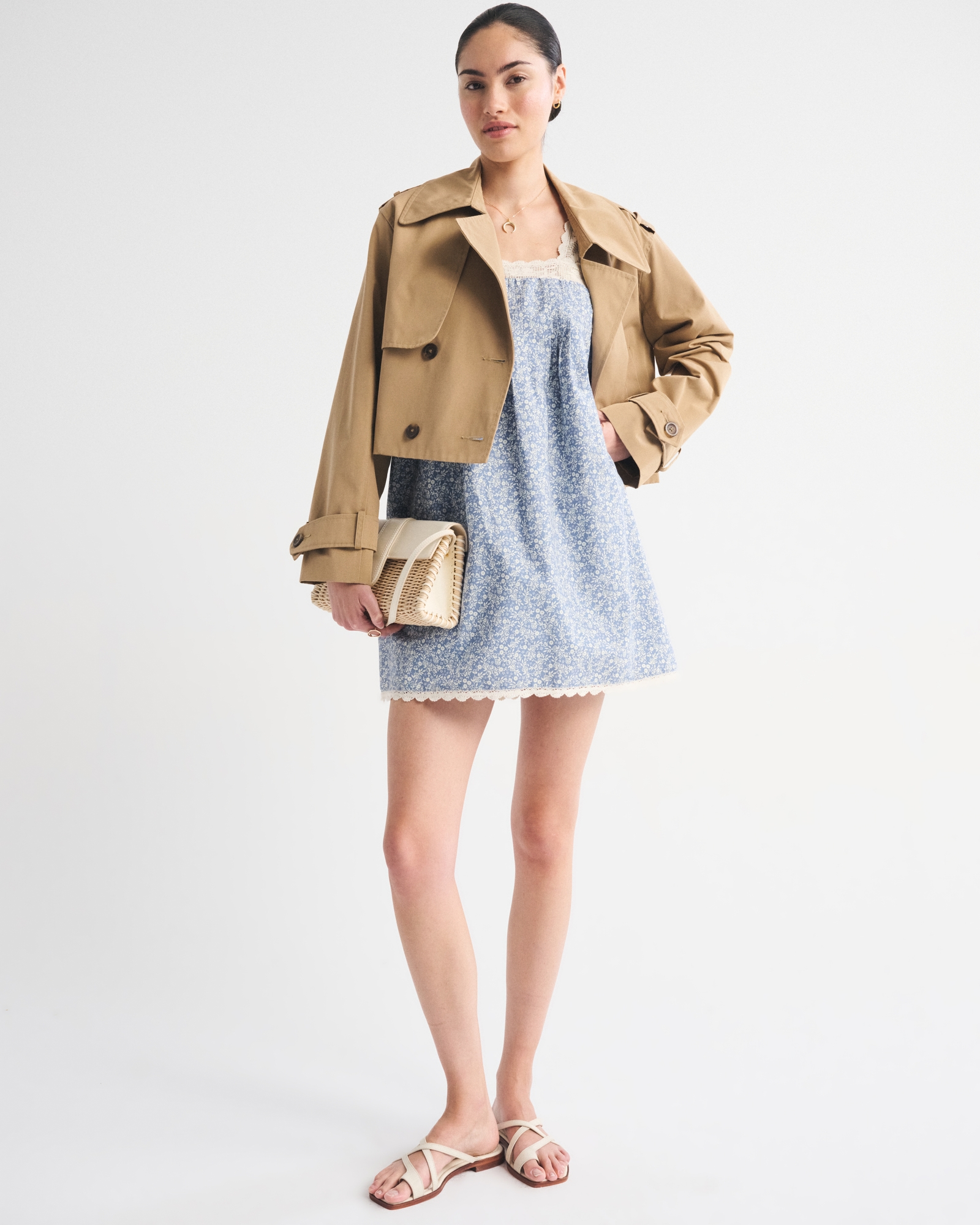 Lace-Trim Easy Mini Dress